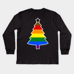 Christmas Tree LGBT Flag People of Color PRIDE Rainbow Kids Long Sleeve T-Shirt